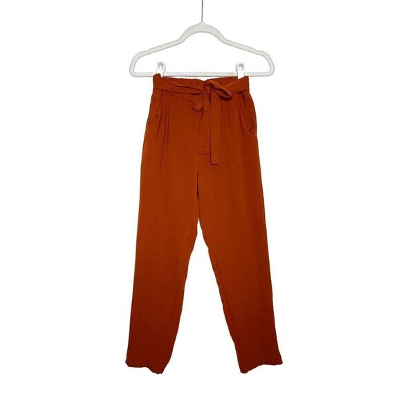 Rue21 Elastic Tie Waist Paperbag High Rise Pull-on Pants Pockets Orange Small - Picture 1 of 8